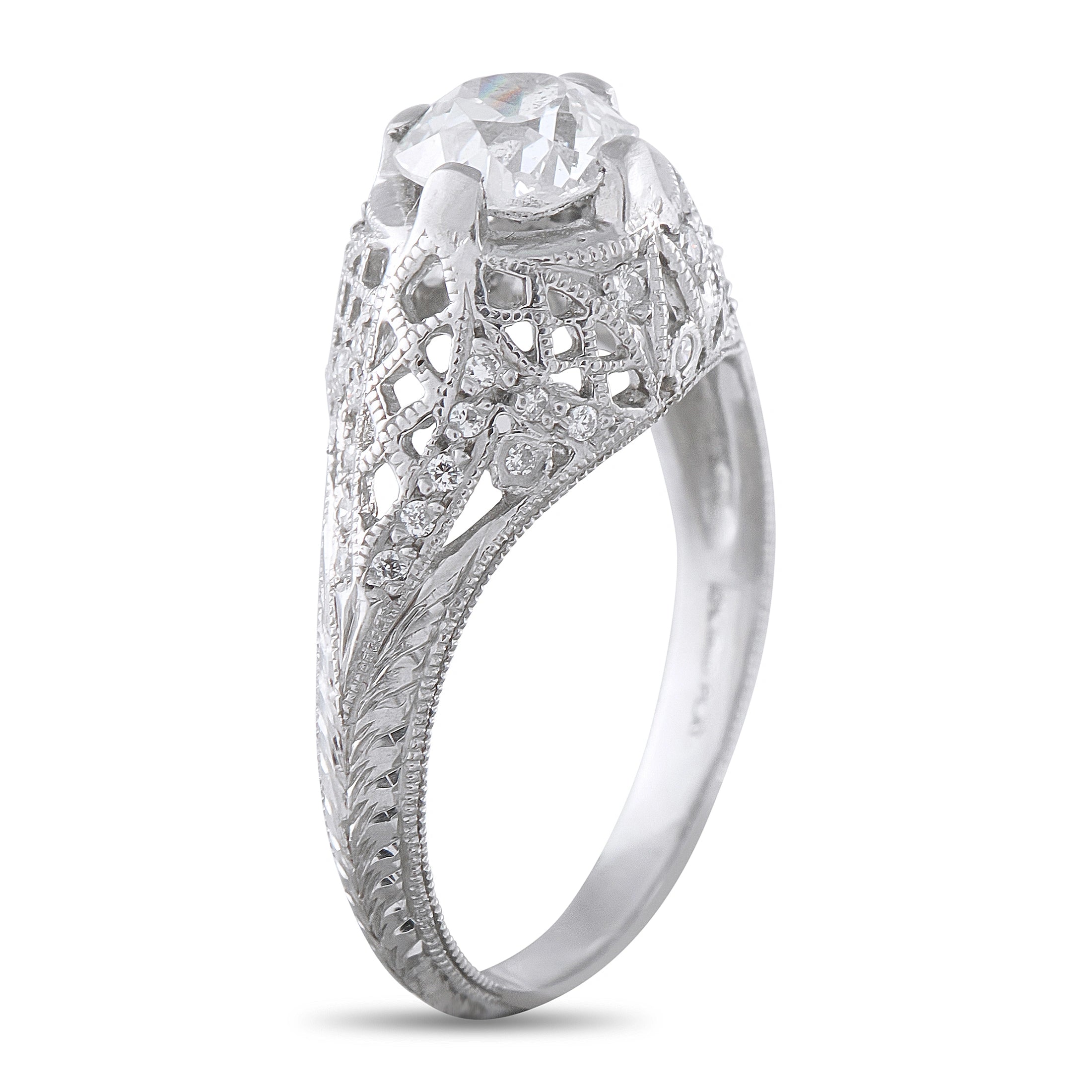 Antique Platinum 0.93ct Diamond Ring