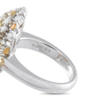 Platinum diamond ring detail showing the smooth band and Pt900 K18 hallmark