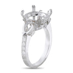 Platinum diamond mounting ring with oval halo setting and pavé band