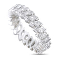 Platinum diamond eternity band with oval-cut stones in a continuous row