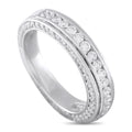 Platinum eternity band with round-cut diamonds in stacked rows, polished