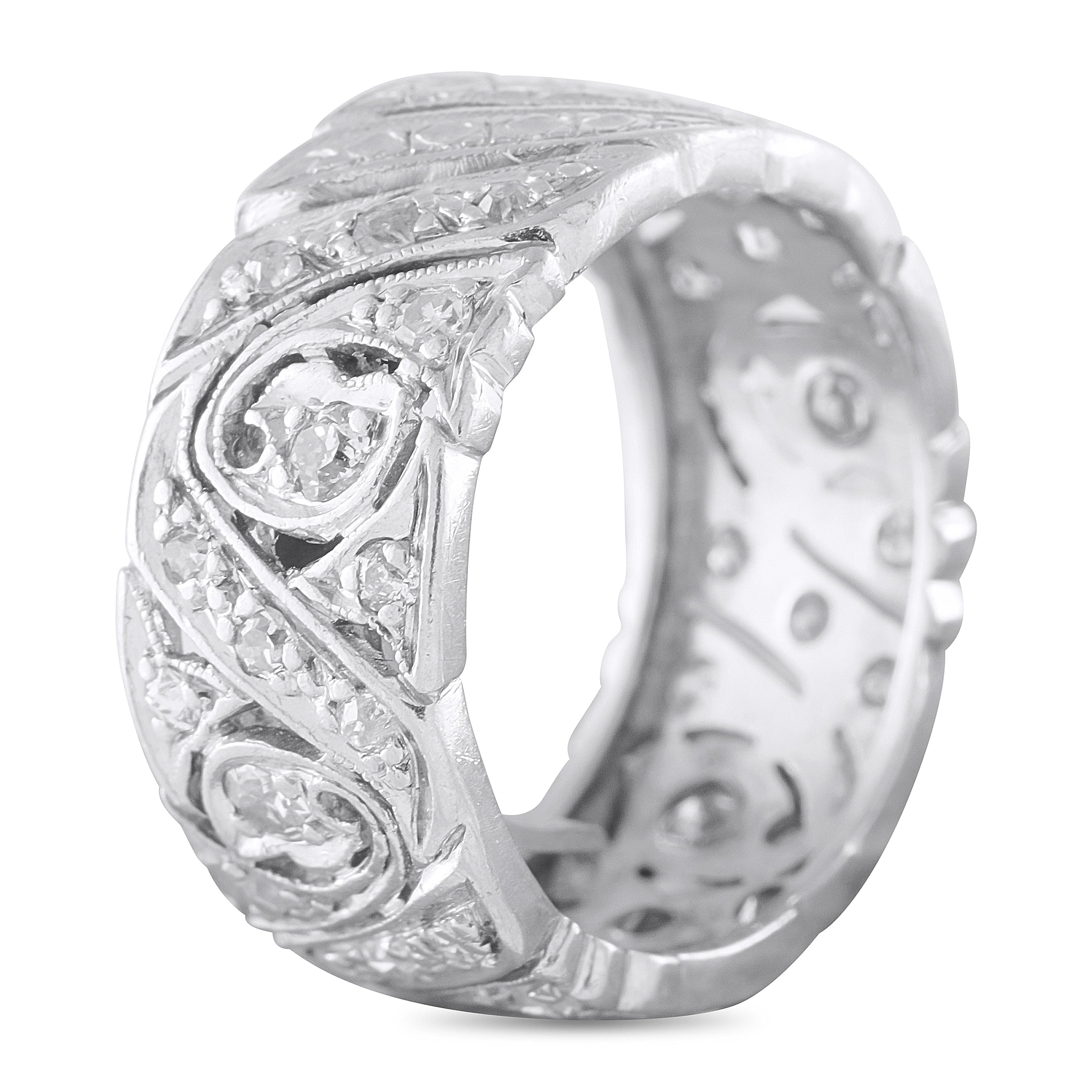 Platinum 0.50ct Diamond Filigree Band