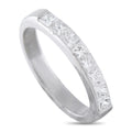 Platinum band ring with baguette-cut diamonds along the top