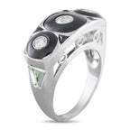 Antique Platinum 0.45ct Diamond and Onyx Ring