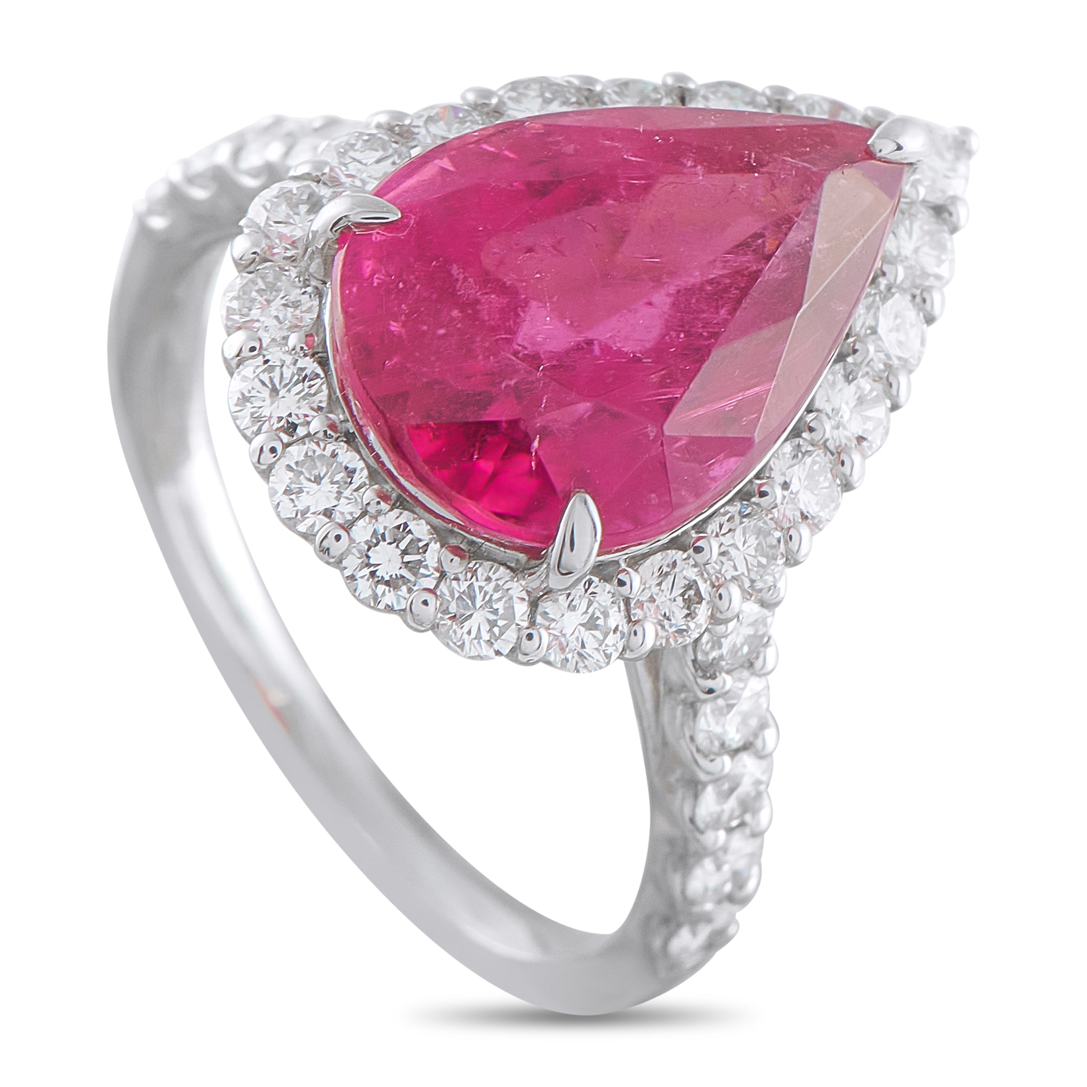 Platinum 1.02ct Diamond and Rubellite Ring
