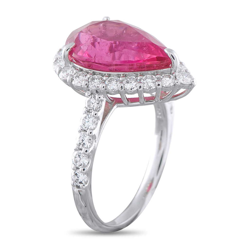 Platinum 1.02ct Diamond and Rubellite Ring