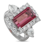 Exclusive Platinum 2.04ct Diamond and Rubellite Ring - This luxury ring is piece that will always leave a lasting impression. A 4.37 carat Rubellite gemstone adds a bold splash of