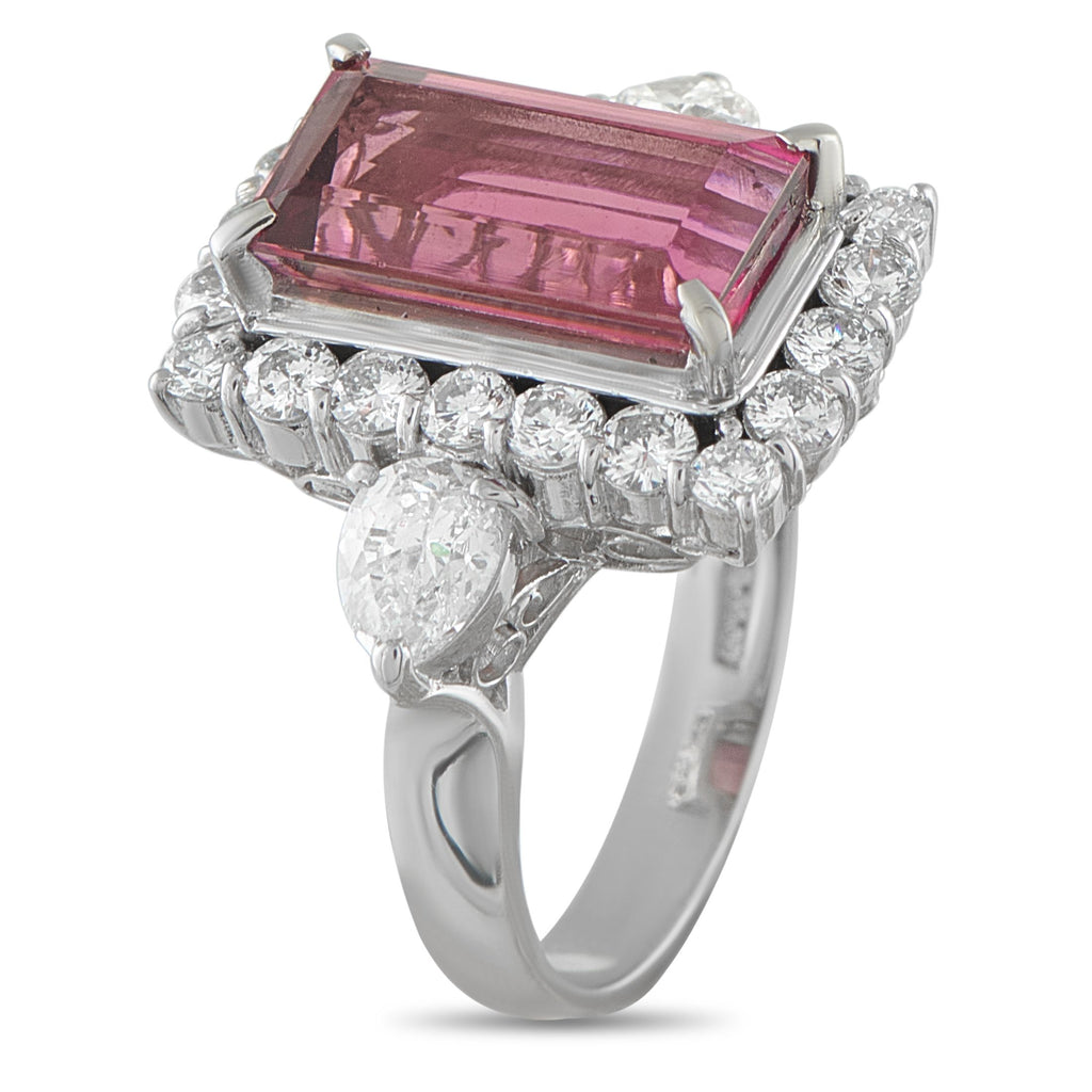Exclusive Platinum 2.04ct Diamond and Rubellite Ring