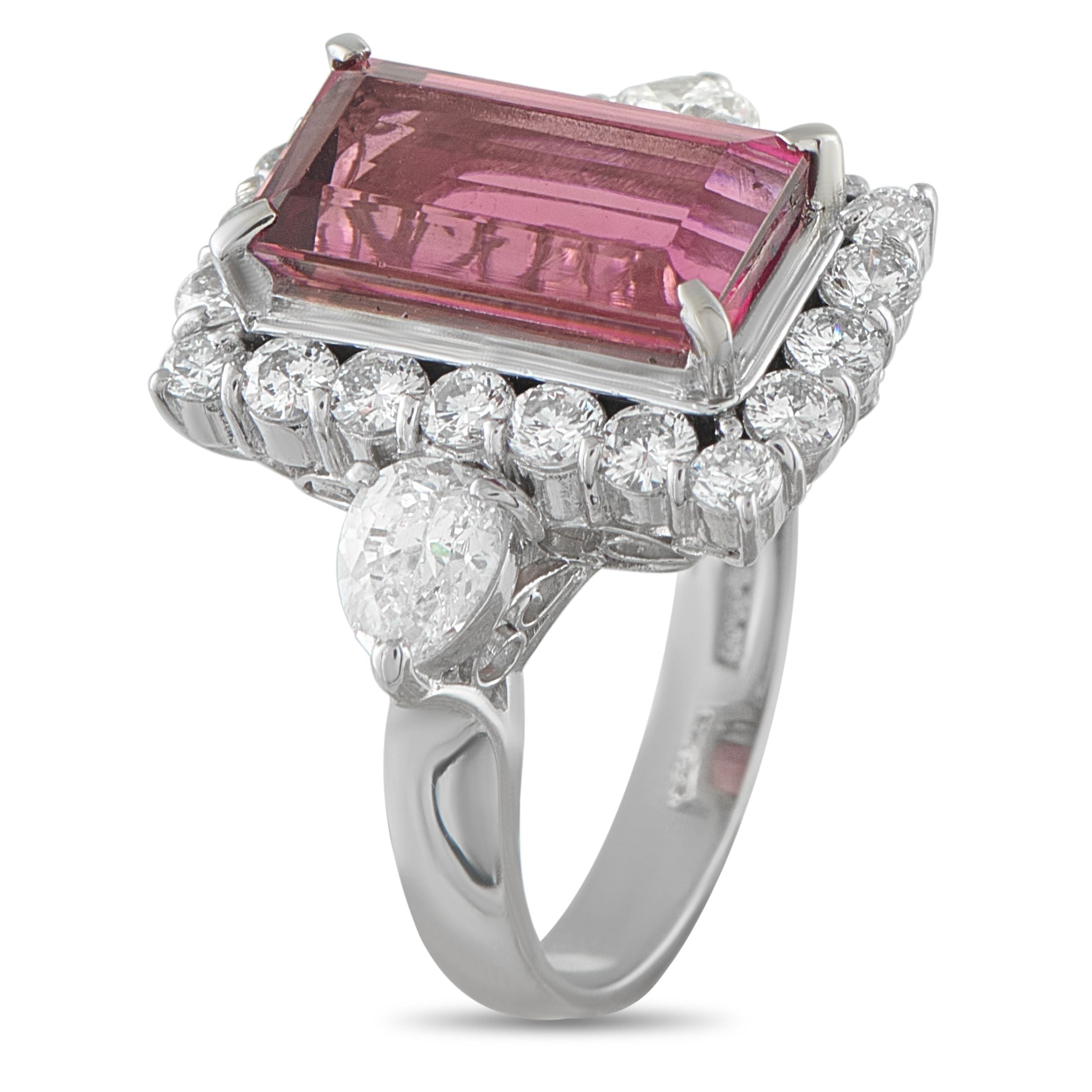 Exclusive Platinum 2.04ct Diamond and Rubellite Ring