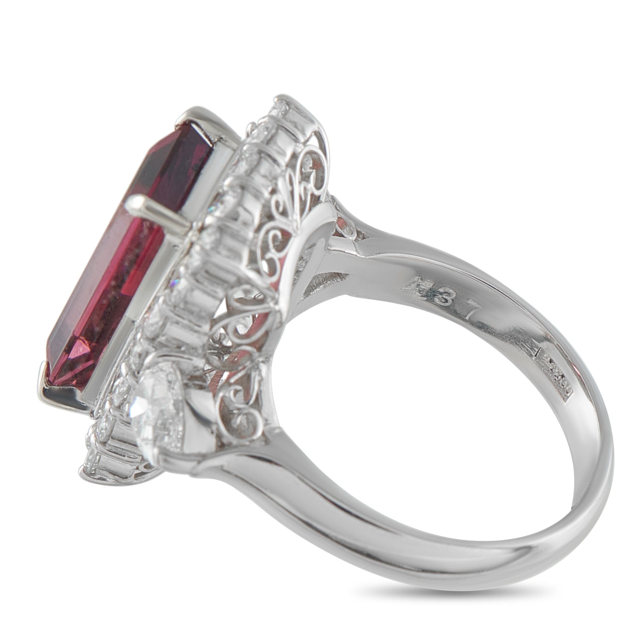 Exclusive Platinum 2.04ct Diamond and Rubellite Ring
