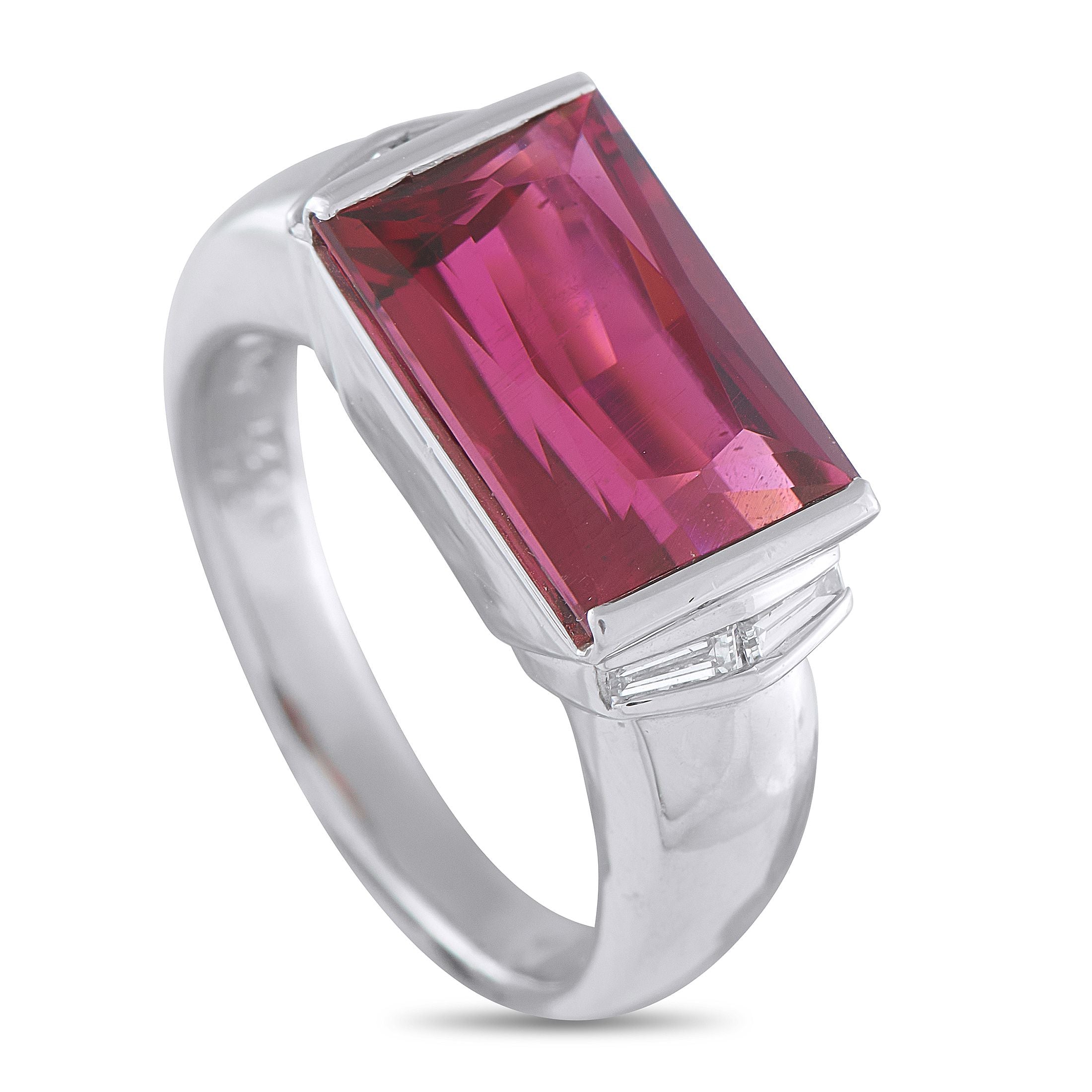 Exclusive Platinum 0.27ct Diamond and Rubellite Ring MF11-101625 – A sleek, sophisticated sense of style sets this luxury rin