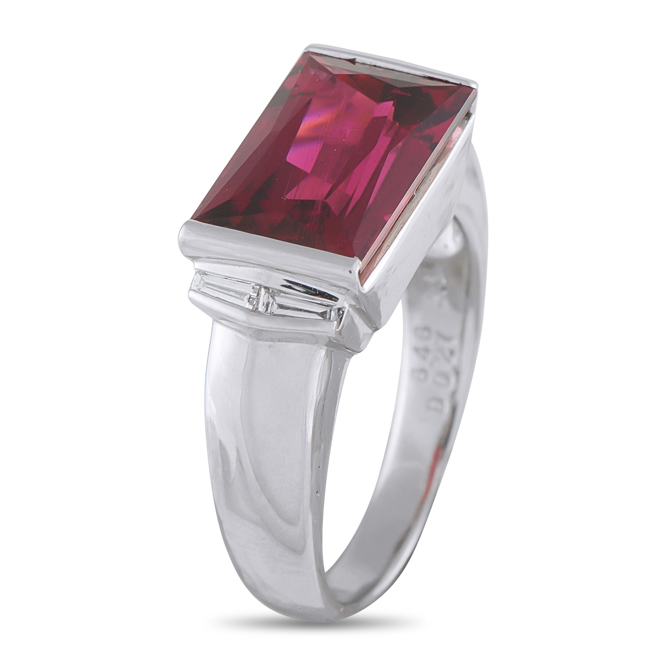 Exclusive Platinum 0.27ct Diamond and Rubellite Ring