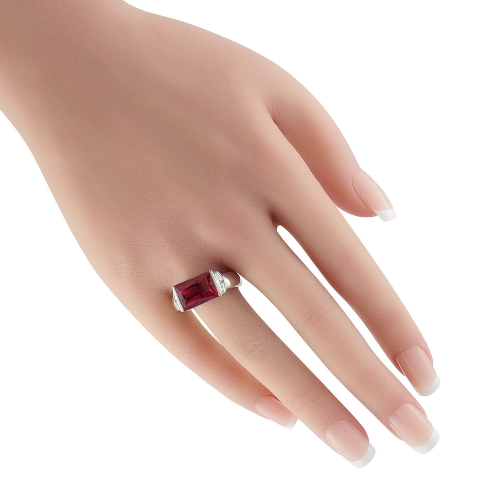 Exclusive Platinum 0.27ct Diamond and Rubellite Ring
