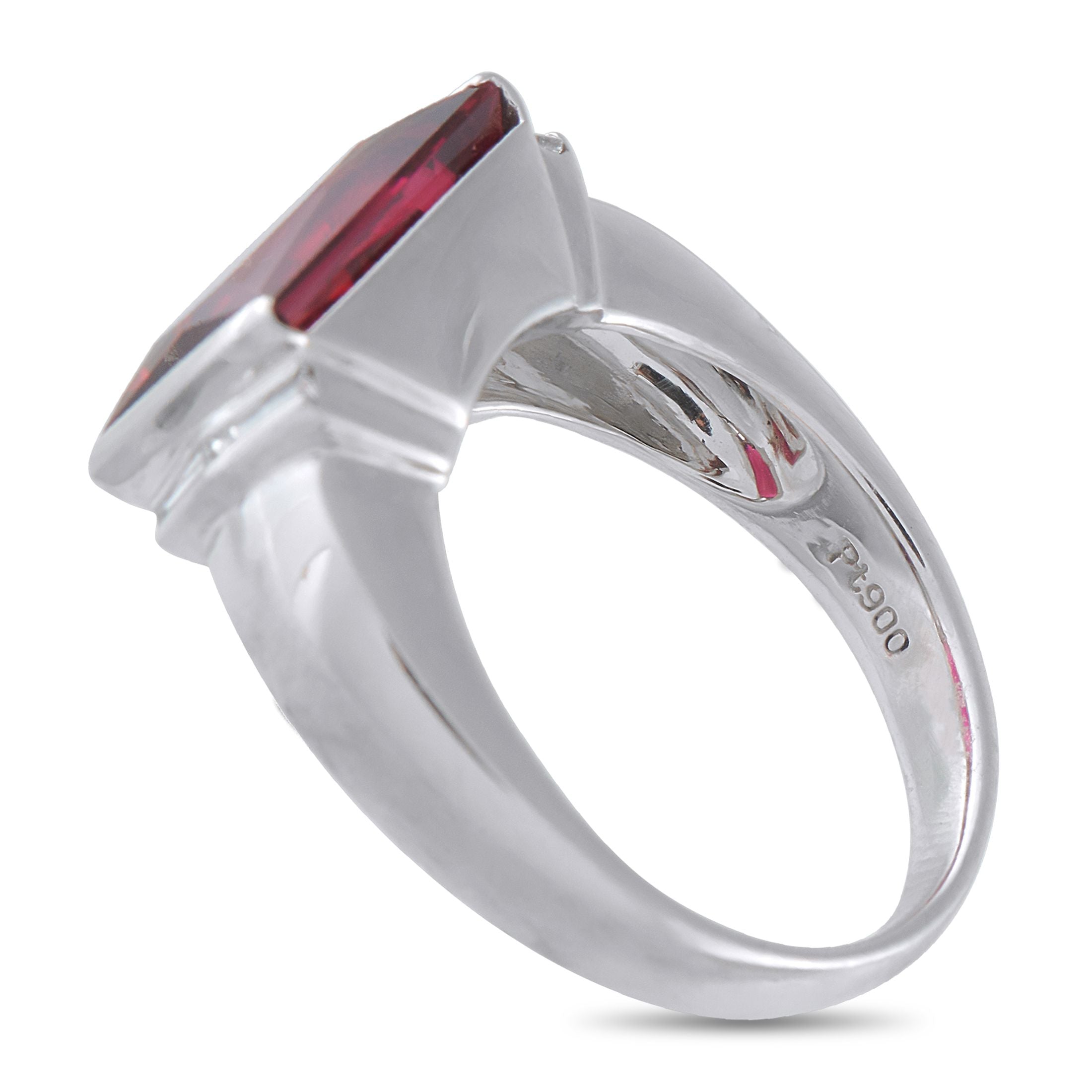 Exclusive Platinum 0.27ct Diamond and Rubellite Ring