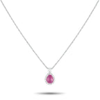 Exclusive Platinum 0.44ct Diamond and Ruby Pendant Necklace MF27-082025 – A 2