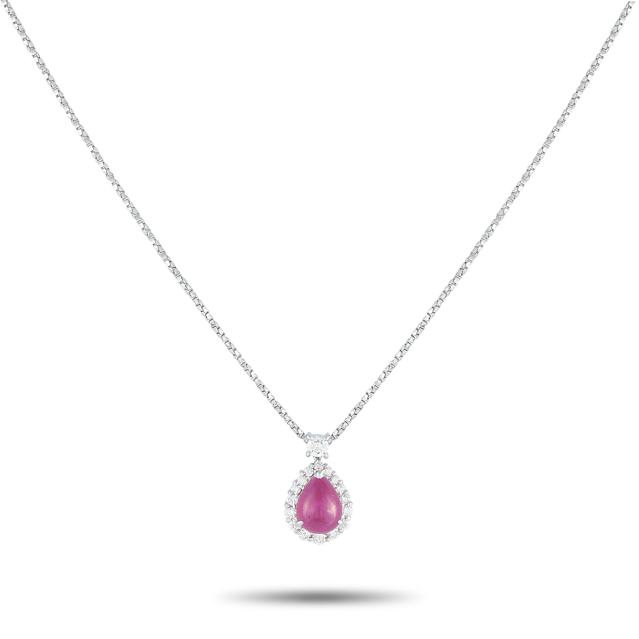 Exclusive Platinum 0.44ct Diamond and Ruby Pendant Necklace MF27-082025 – A 2