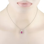 Exclusive Platinum 0.44ct Diamond and Ruby Pendant Necklace