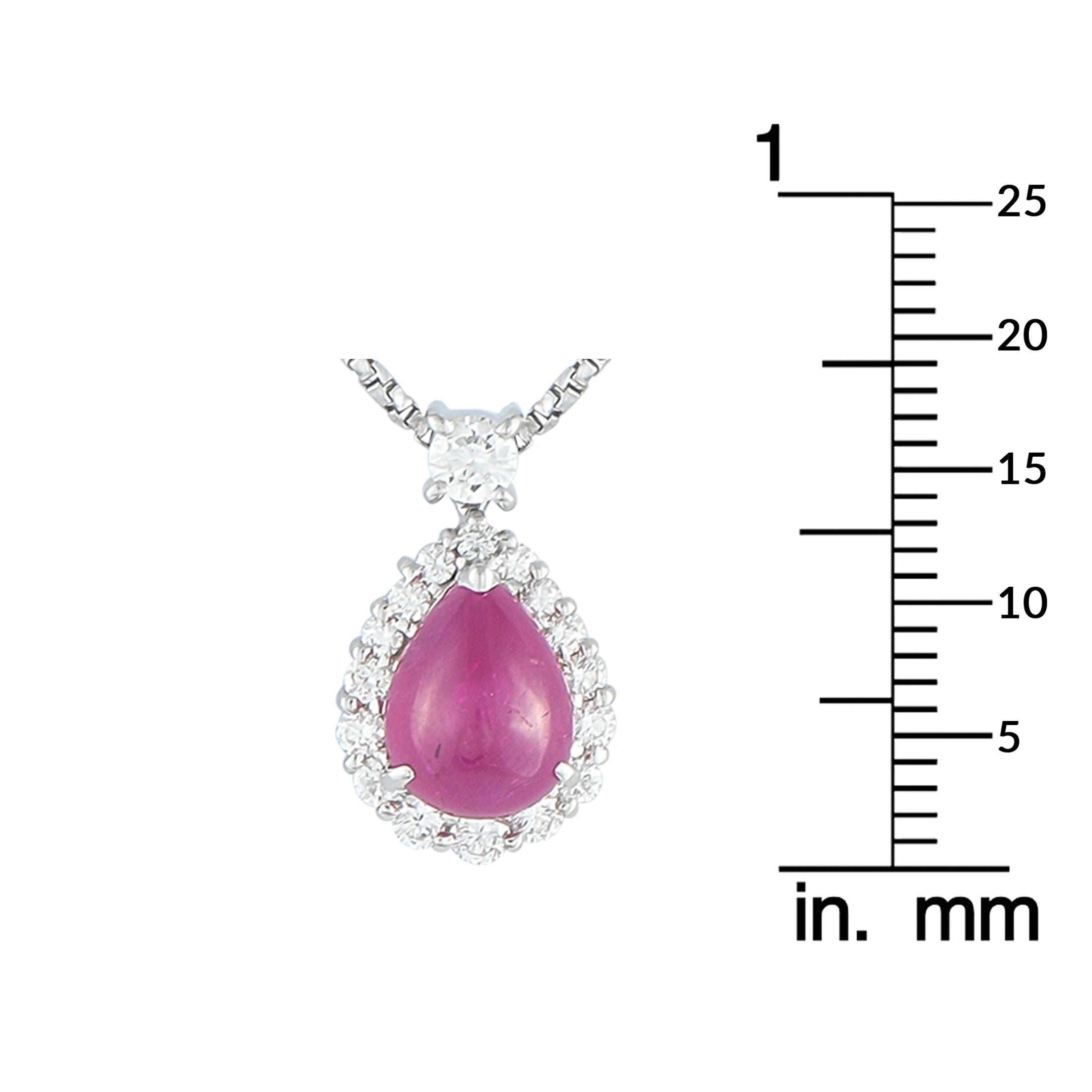 Exclusive Platinum 0.44ct Diamond and Ruby Pendant Necklace