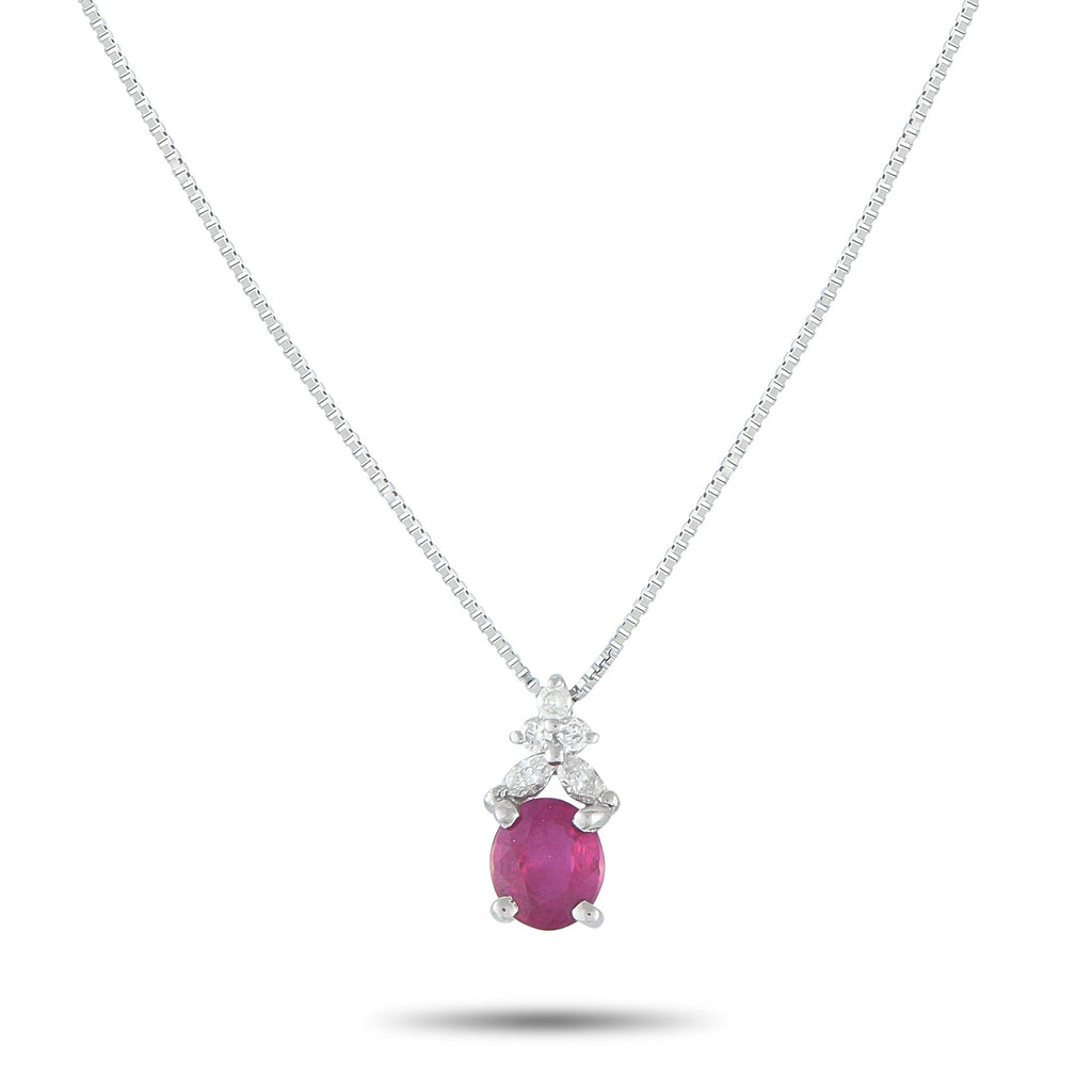 Exclusive Platinum 0.14ct Diamond and Ruby Pendant Necklace MF31-082025 – This necklace is poised to add a subtle touch of lu