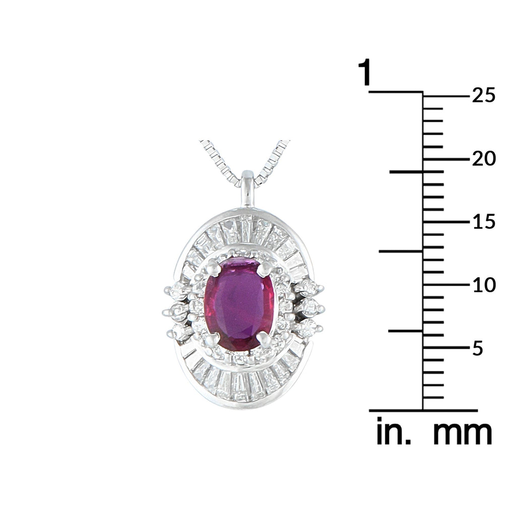 Exclusive Platinum 0.66ct Diamond and Ruby Pendant Necklace