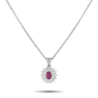 Exclusive Platinum 1.24ct Diamond and Ruby Oval Double Halo Pendant Necklace MF22-082225 – An Exclusive  piece that captures 