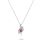 Exclusive Platinum 0.18ct Diamond and Ruby Pendant Necklace MF23-082225 – The captivating style of this Exclusive  piece make