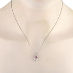 Exclusive Platinum 0.18ct Diamond and Ruby Pendant Necklace