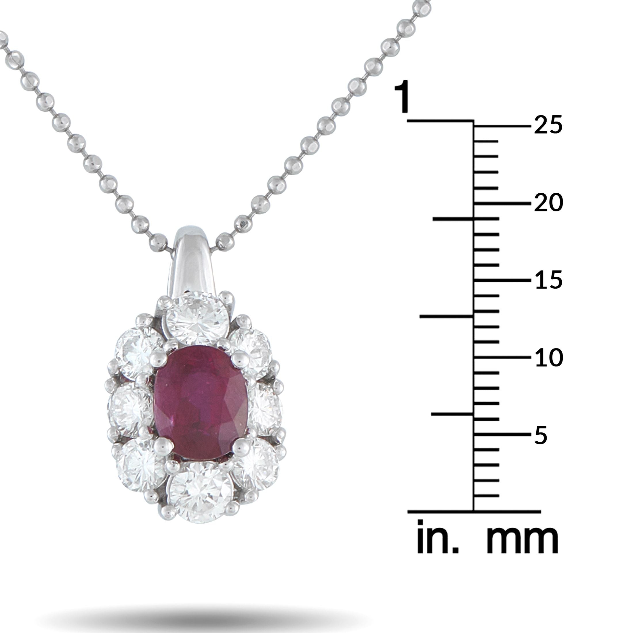 Exclusive Platinum 1.31ct Diamond and Ruby Pendant Necklace
