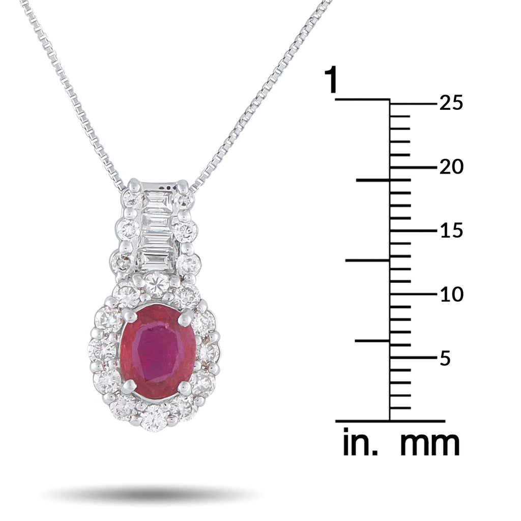 Exclusive Platinum 0.50ct Diamond and Ruby Pendant Necklace