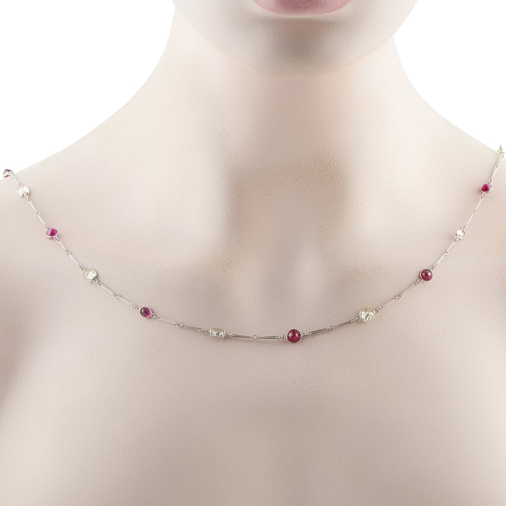 Platinum 7.25ct Diamond and Ruby Necklace