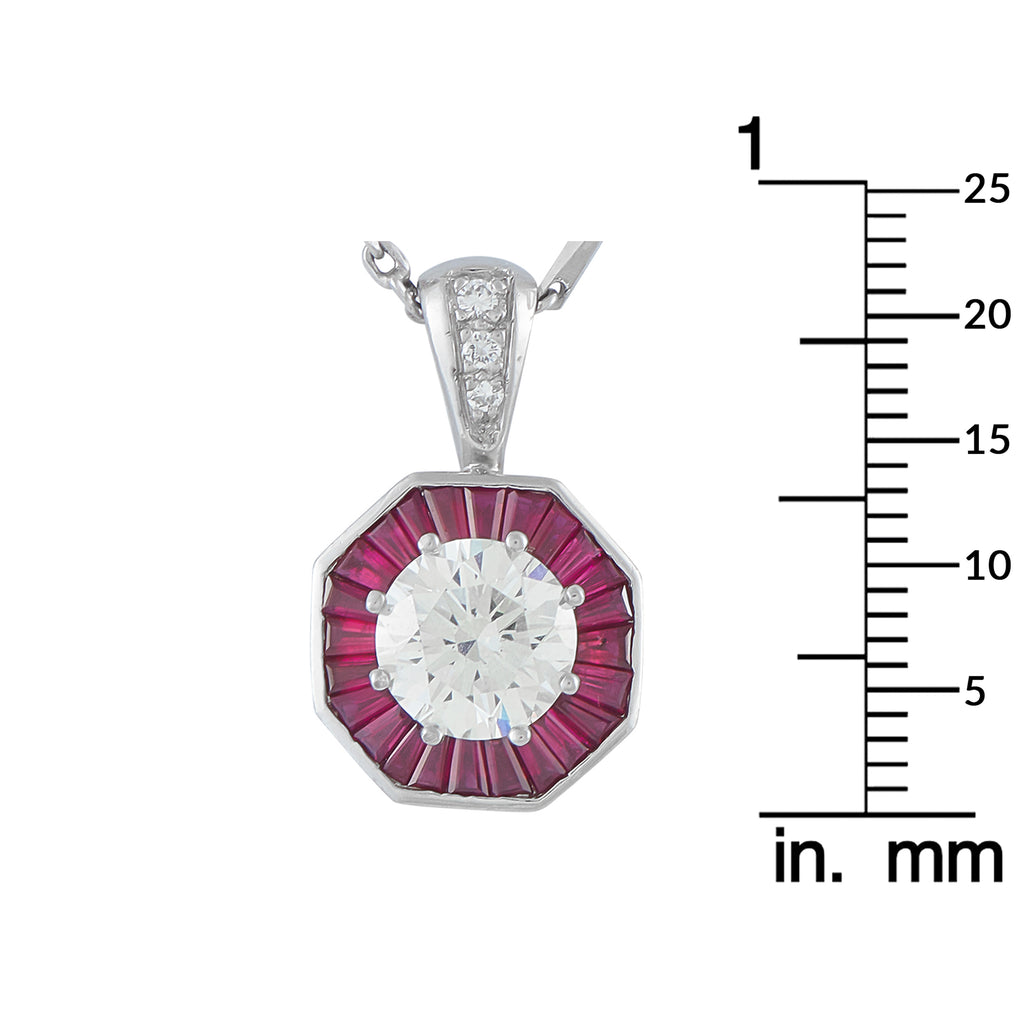 Platinum 2.21ct Diamond and Ruby Pendant