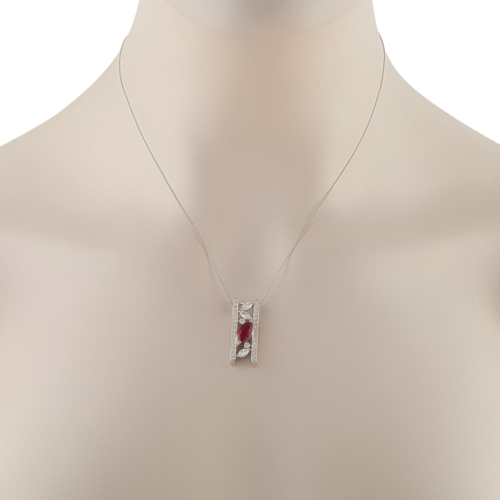 Platinum 1.12ct Diamond and Ruby Necklace