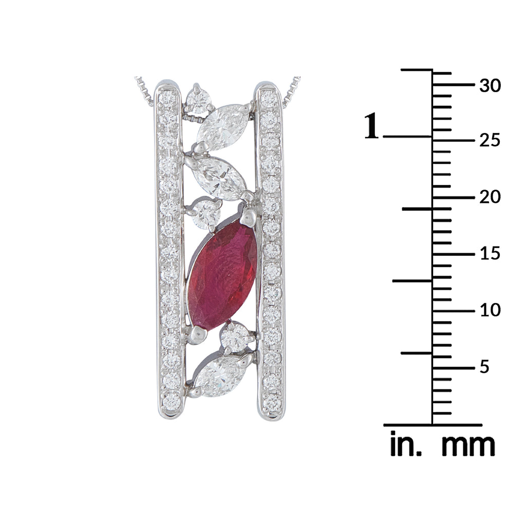 Platinum 1.12ct Diamond and Ruby Necklace