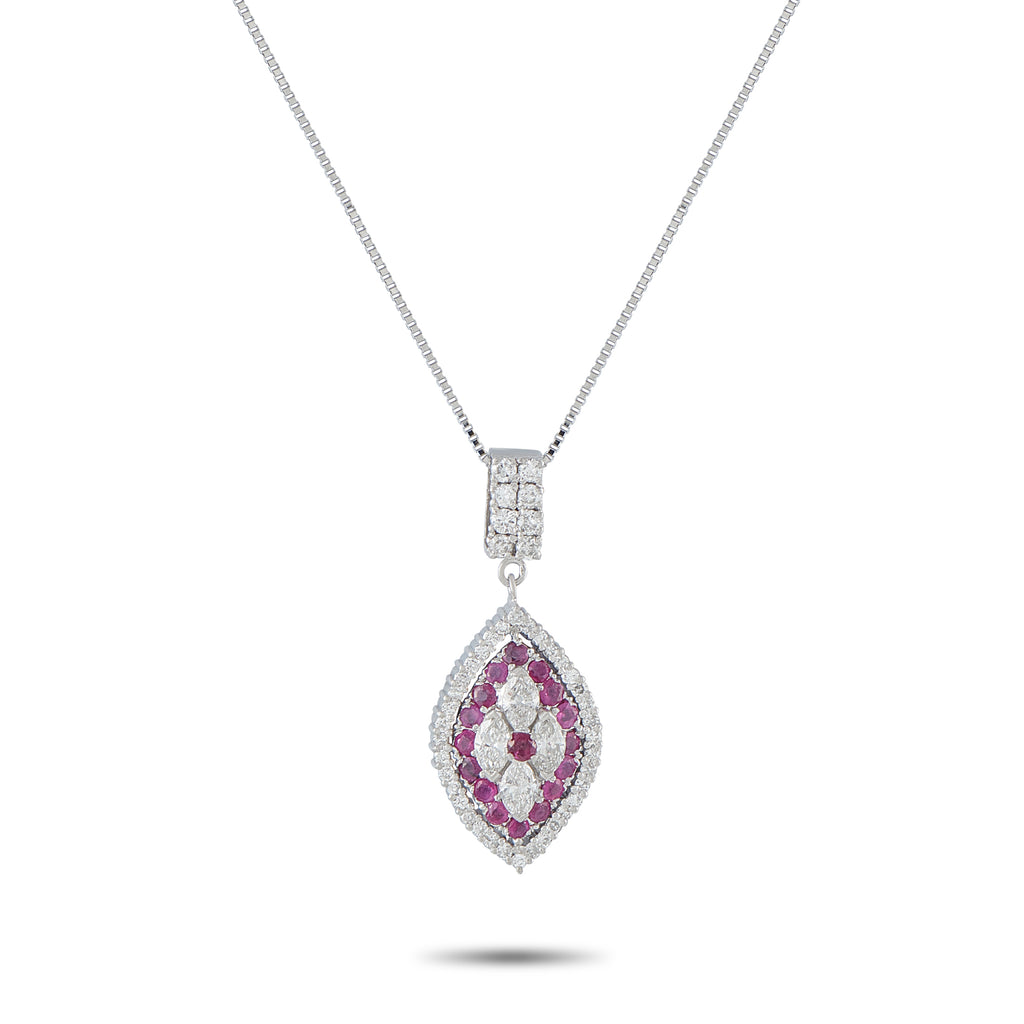 Platinum 0.75ct Diamond and Ruby Pendant