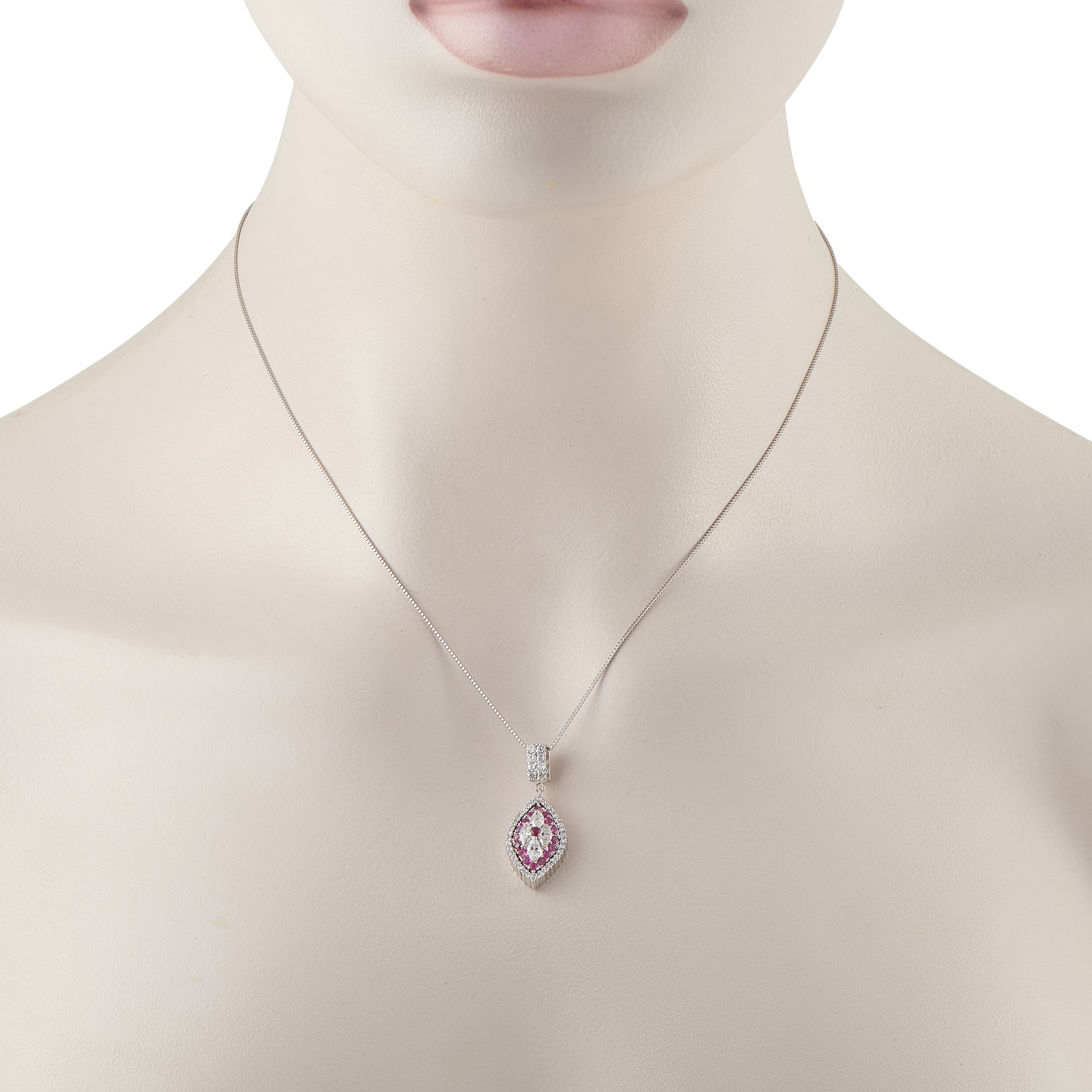 Platinum 0.75ct Diamond and Ruby Pendant