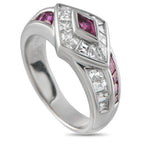 Exclusive Platinum 1.40ct Diamond and Ruby Ring MF30-061325 – A geometric design makes gives this luxury ring a sense of vint