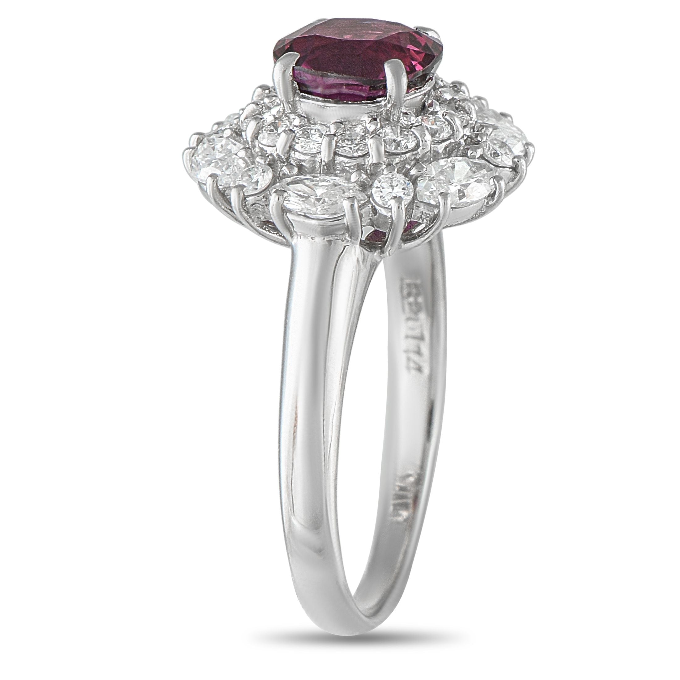 Exclusive Platinum 1.14ct Diamond and Ruby Ring