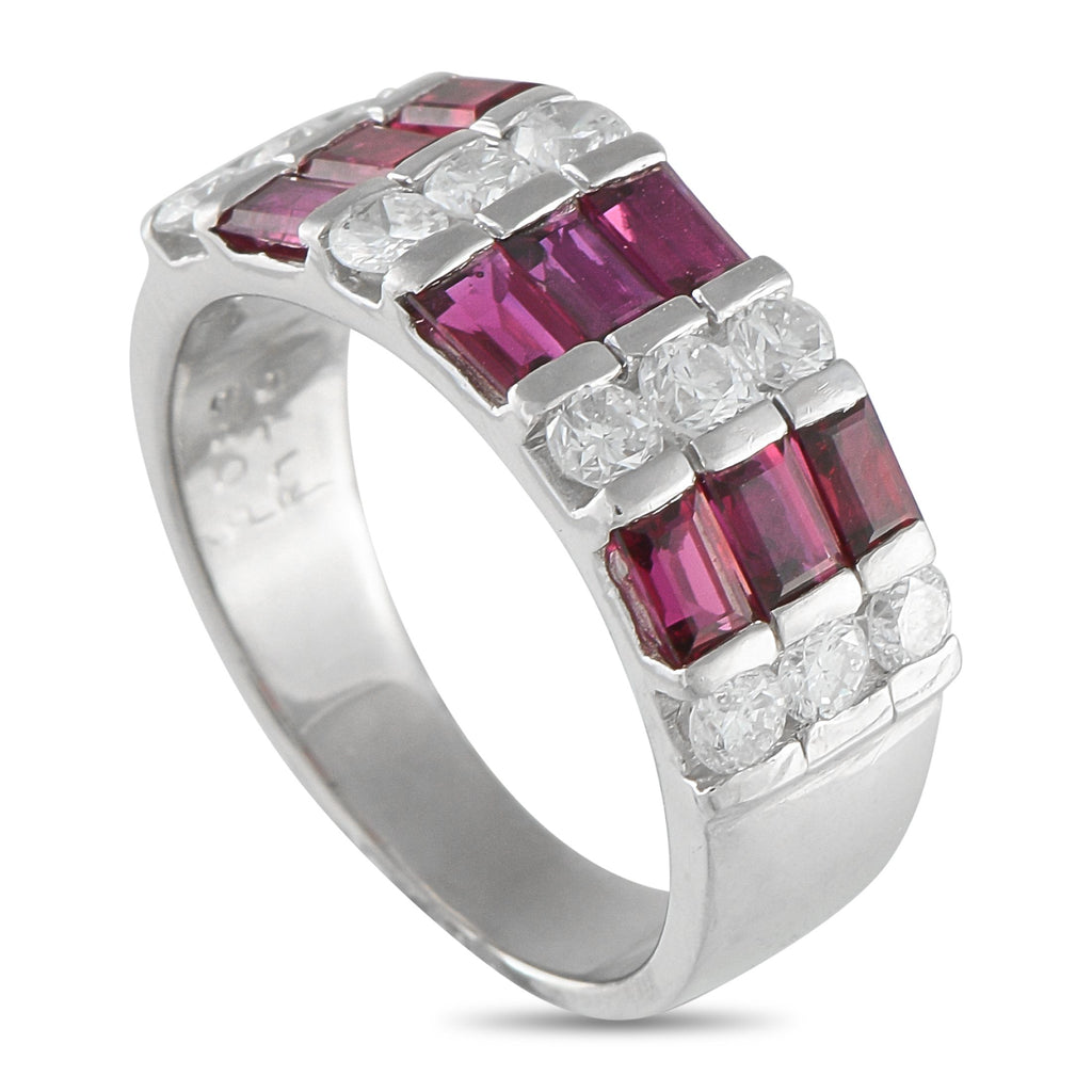 Exclusive Platinum 0.83ct Diamond and Ruby Ring MF18-073125 – With modern lines and vintage allure, this Exclusive  ring keep