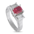 Exclusive Platinum 0.83ct Diamond and Ruby Ring MF12-092625 – A classically elegant design makes this luxury ring truly timel