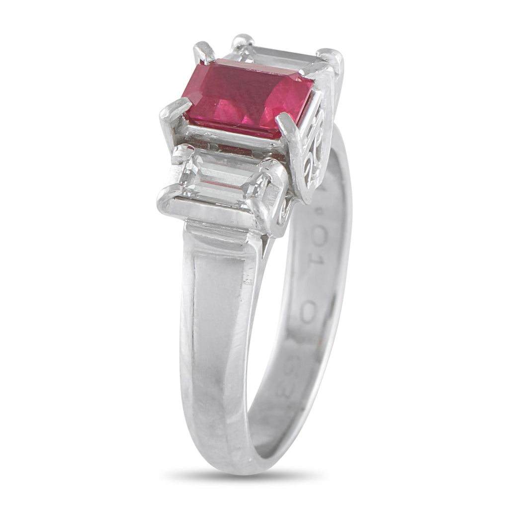 Exclusive Platinum 0.83ct Diamond and Ruby Ring