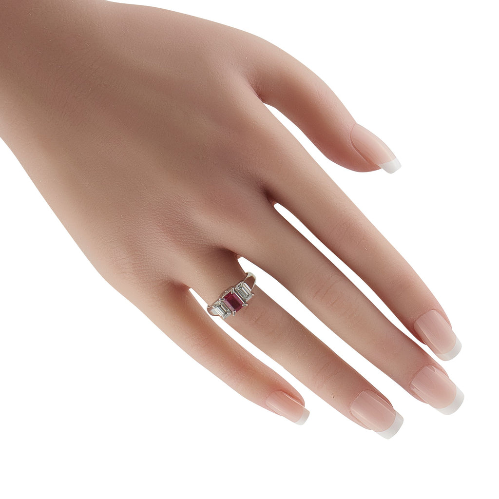 Exclusive Platinum 0.83ct Diamond and Ruby Ring