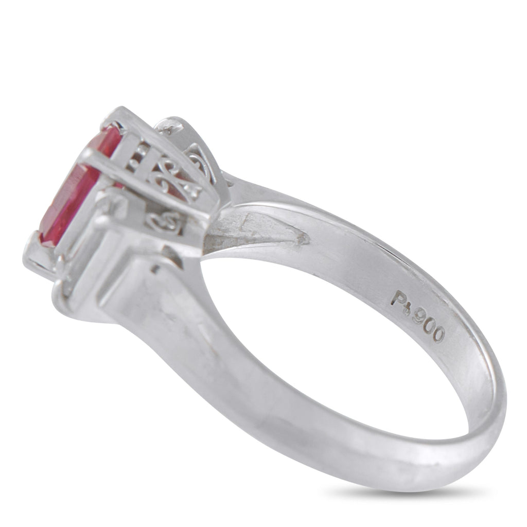 Exclusive Platinum 0.83ct Diamond and Ruby Ring