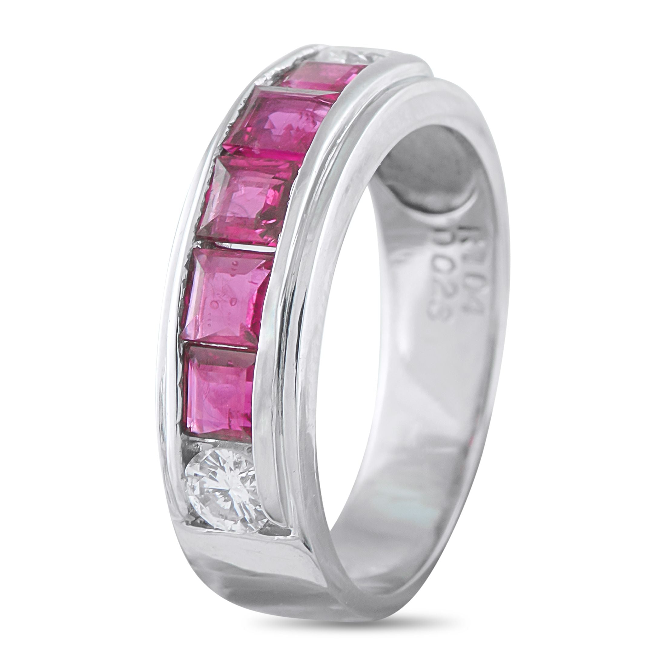 Platinum 0.23ct Diamond and Ruby Ring