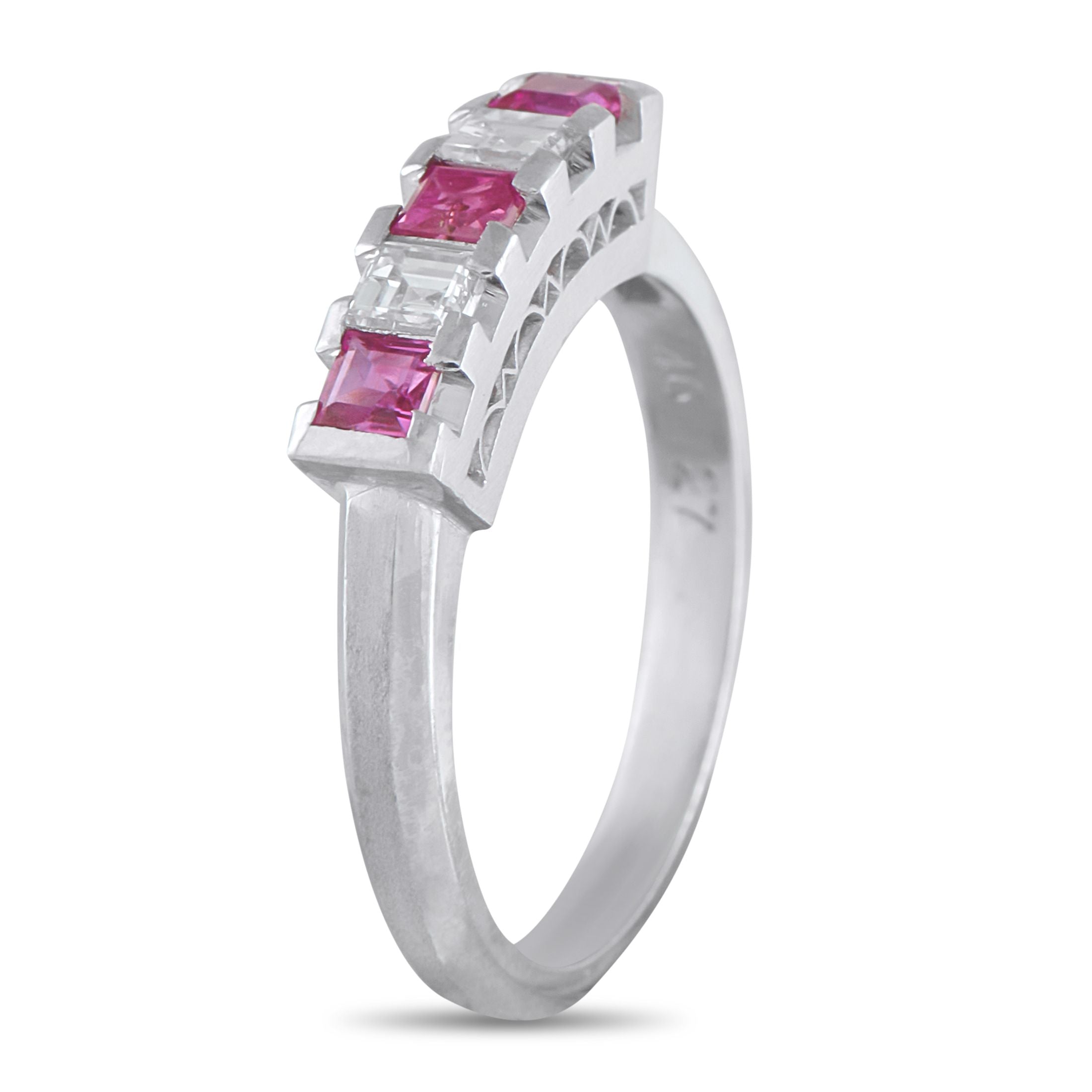 Exclusive Platinum 0.26ct Diamond and Ruby Five-Stone Ring