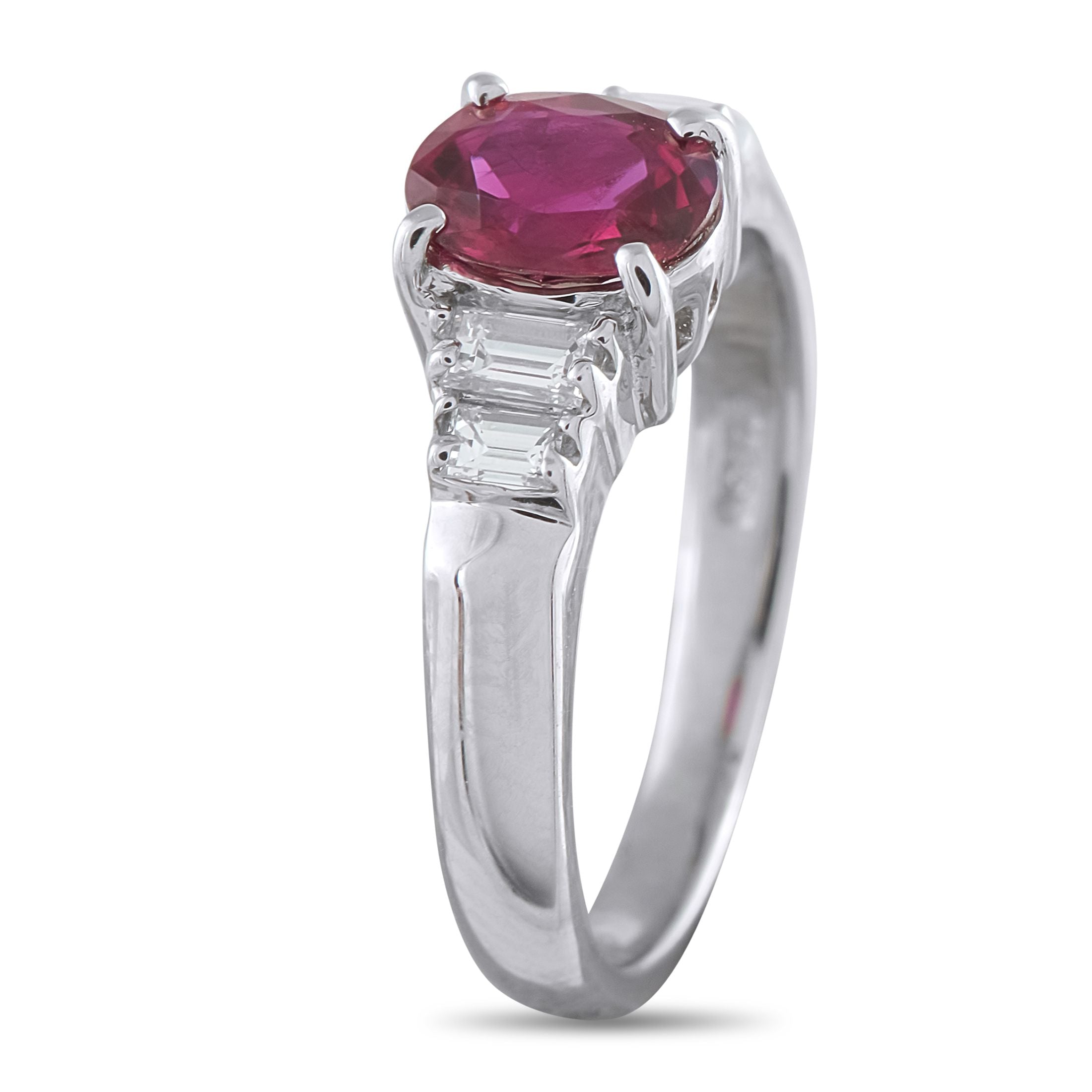 Exclusive Platinum 0.20ct Diamond and Ruby Ring
