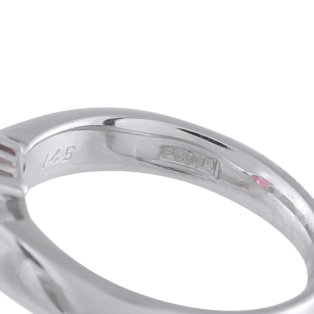 Platinum 0.17ct Diamond and Ruby Three-Stone Ring