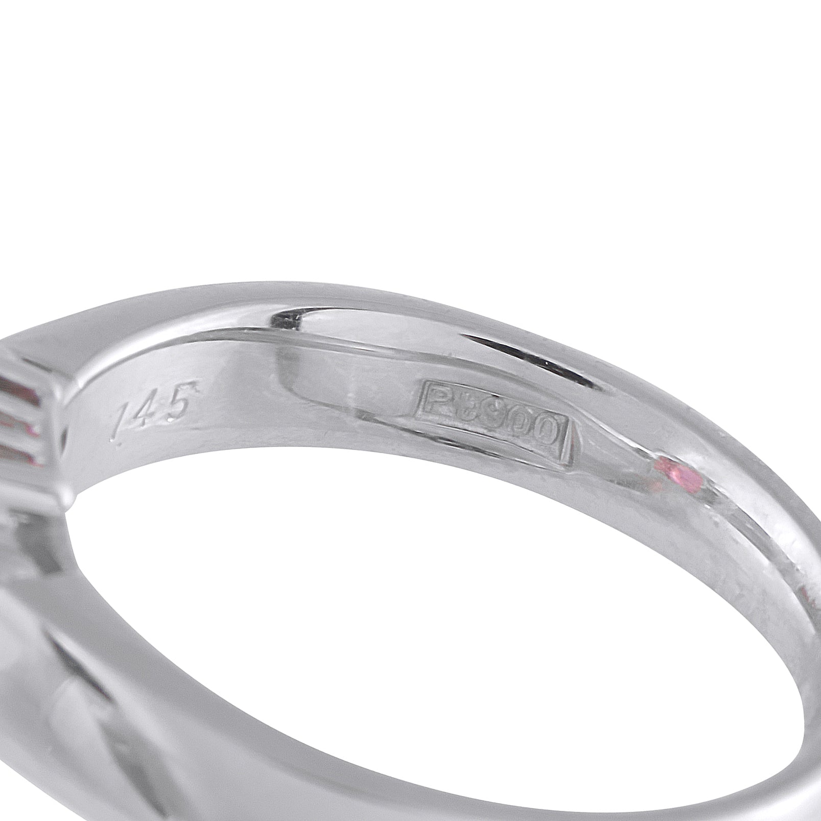 Platinum 0.17ct Diamond and Ruby Three-Stone Ring