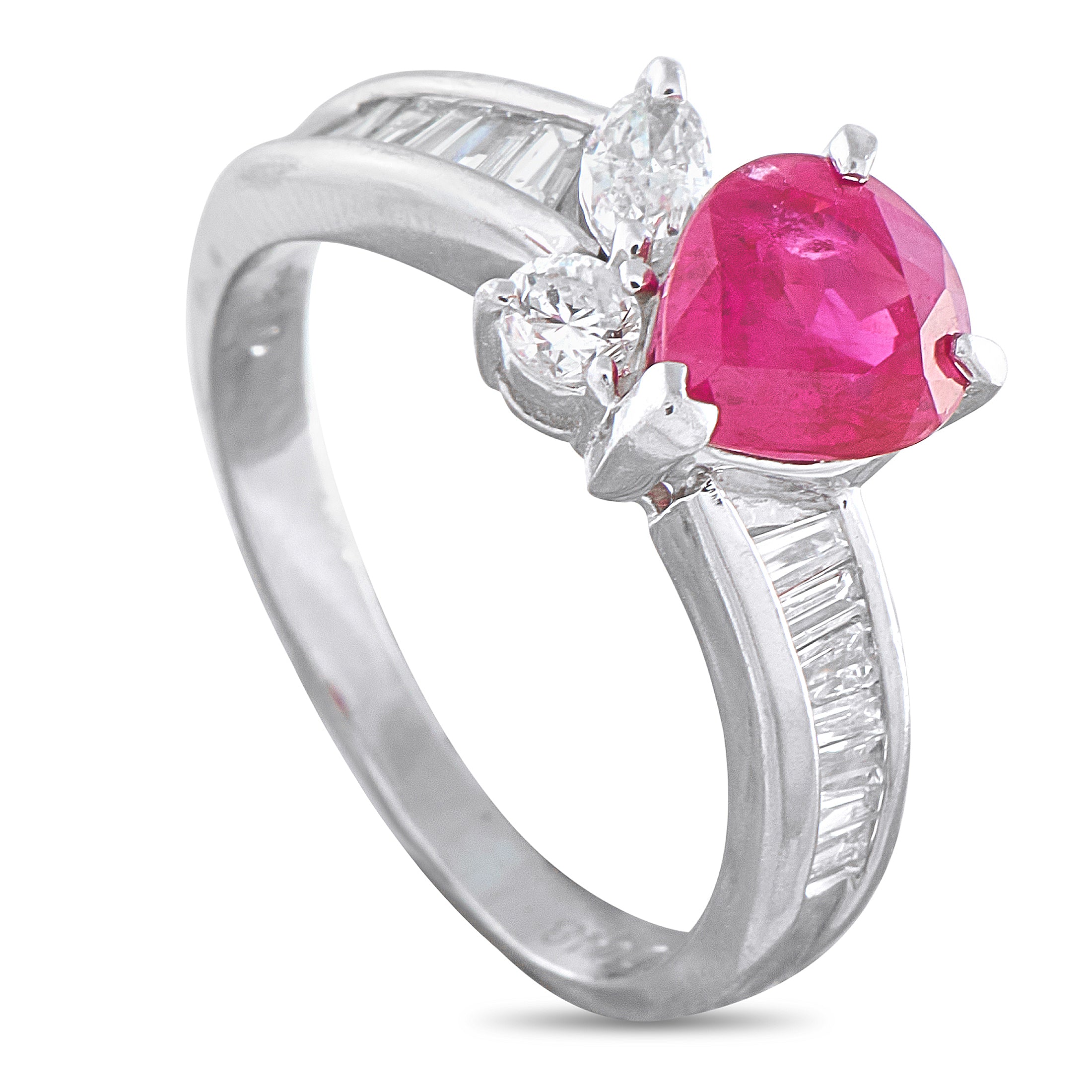 Exclusive Platinum 0.48ct Diamond and Ruby Ring – This luxury ring is incredibly radiant