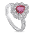Platinum 0.93ct Diamond and Ruby Ring