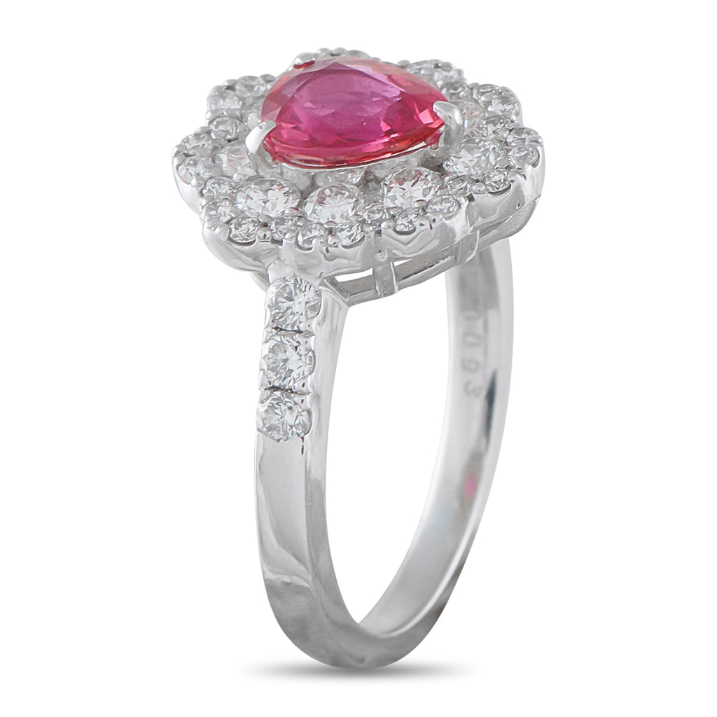 Platinum 0.93ct Diamond and Ruby Ring
